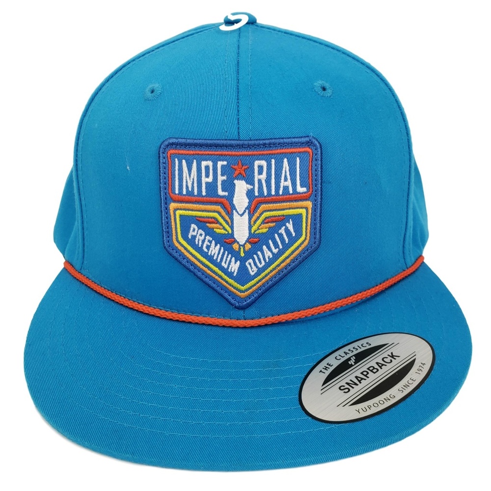 IMPERIAL Snapback Hat Baseball‎ Cap Blue PREMIUM QUALITY Adjustable Flat Brim